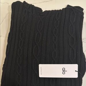Alo Yoga Black Cable Knit Winter Bliss Hoodie - NWT